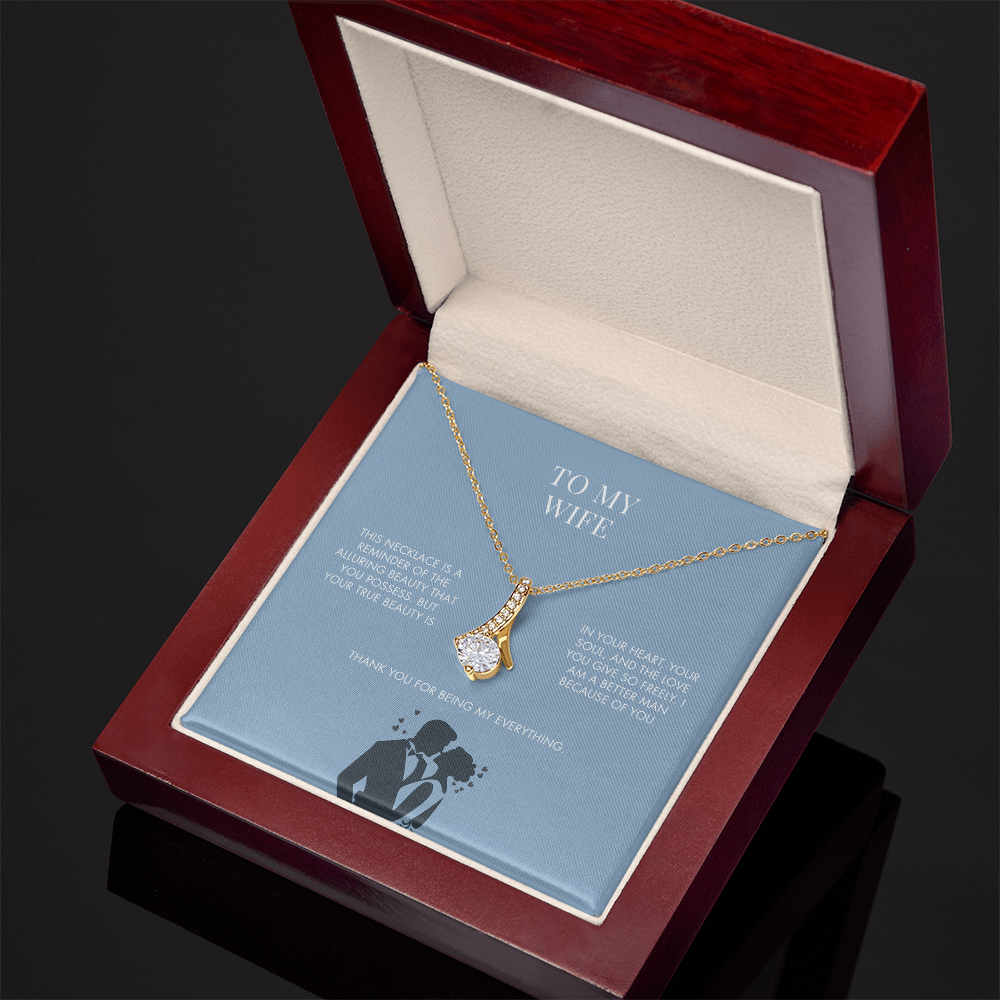 Husband to Wife Alluring Beauty Pendant | 18K Yellow Gold Finish Necklace | Elegant Valentine's Day Gift for Her