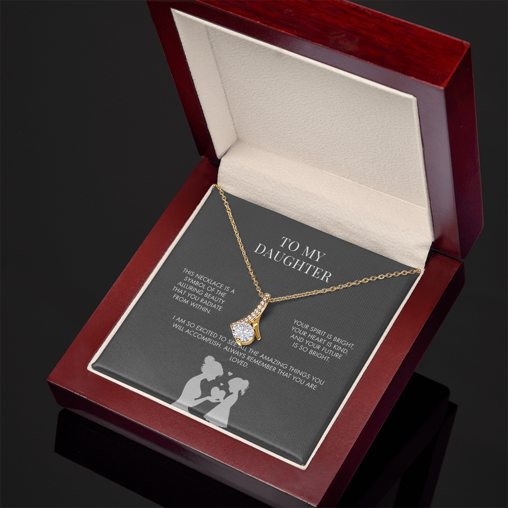 Mother to Daughter Alluring Beauty Necklace | 18K Yellow Gold Finish Ribbon Pendant | Meaningful Keepsake Gift