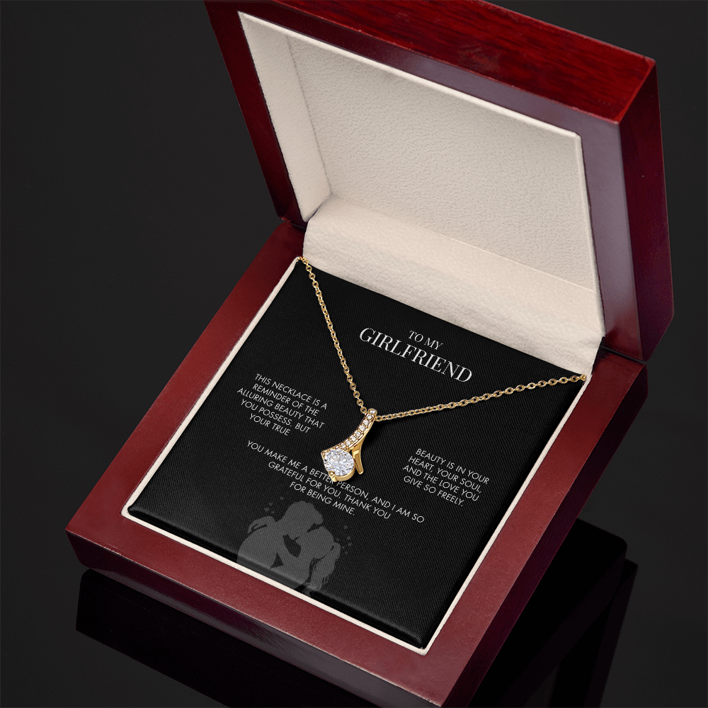Boyfriend to Girlfriend Alluring Beauty Pendant | 18K Yellow Gold Finish Necklace | Elegant Valentine's Day Jewelry