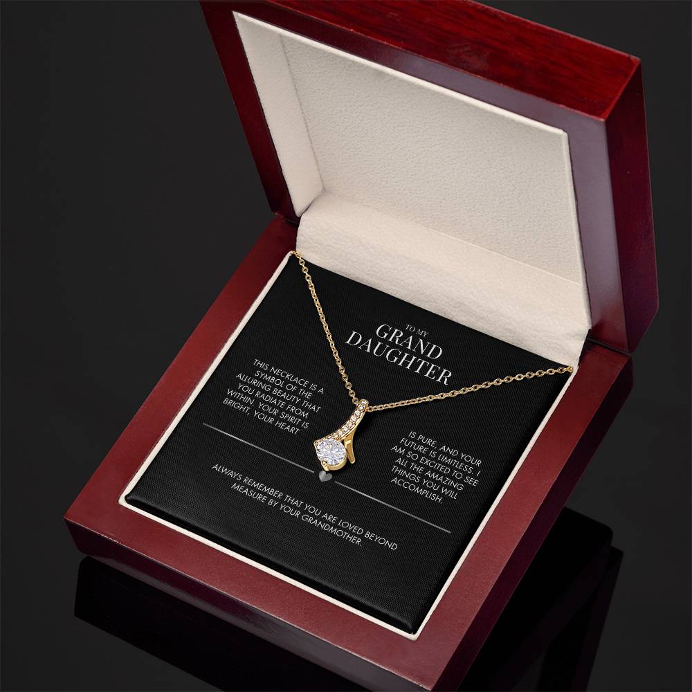 To Our Granddaughter Alluring Beauty Necklace | Premium Cubic Zirconia Ribbon Pendant | Heartfelt Holiday Jewelry Gift