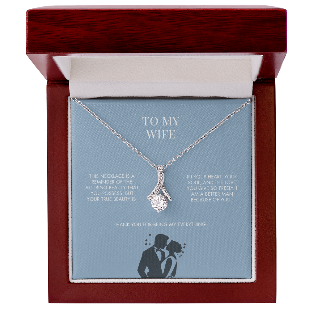 Husband to Wife Alluring Beauty Pendant | 18K Yellow Gold Finish Necklace | Elegant Valentine's Day Gift for Her