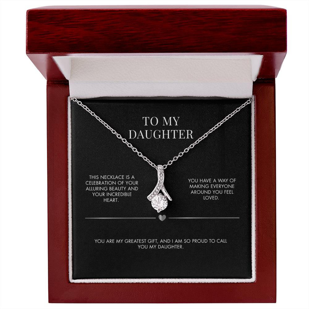 Mother to Daughter Alluring Beauty Necklace | 18K Yellow Gold Finish Ribbon Pendant | Meaningful Keepsake Gift