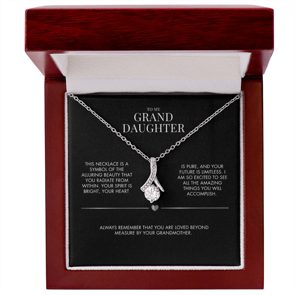 To Our Granddaughter Alluring Beauty Necklace | Premium Cubic Zirconia Ribbon Pendant | Heartfelt Holiday Jewelry Gift