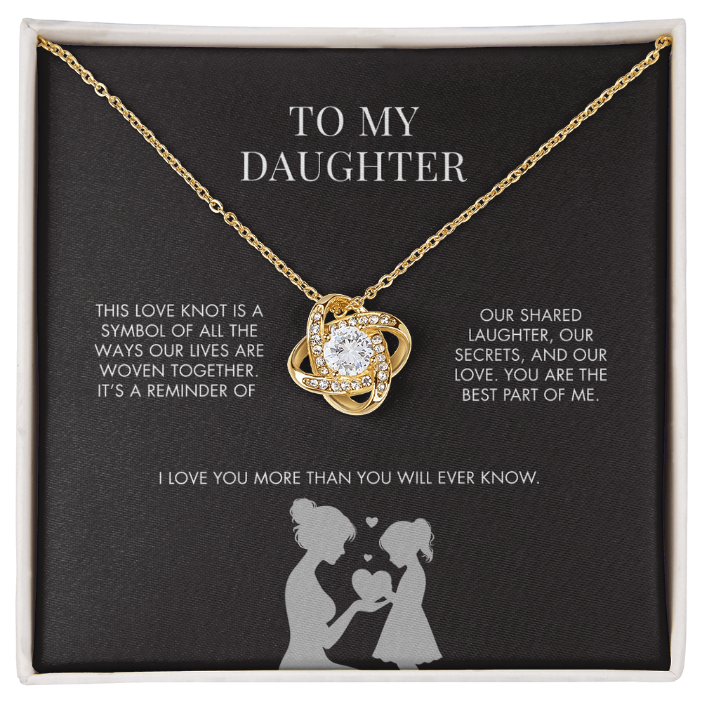 To My Daughter Love Knot Pendant from Mom | Premium 14K White Gold Finish Necklace | Special Holiday Gift