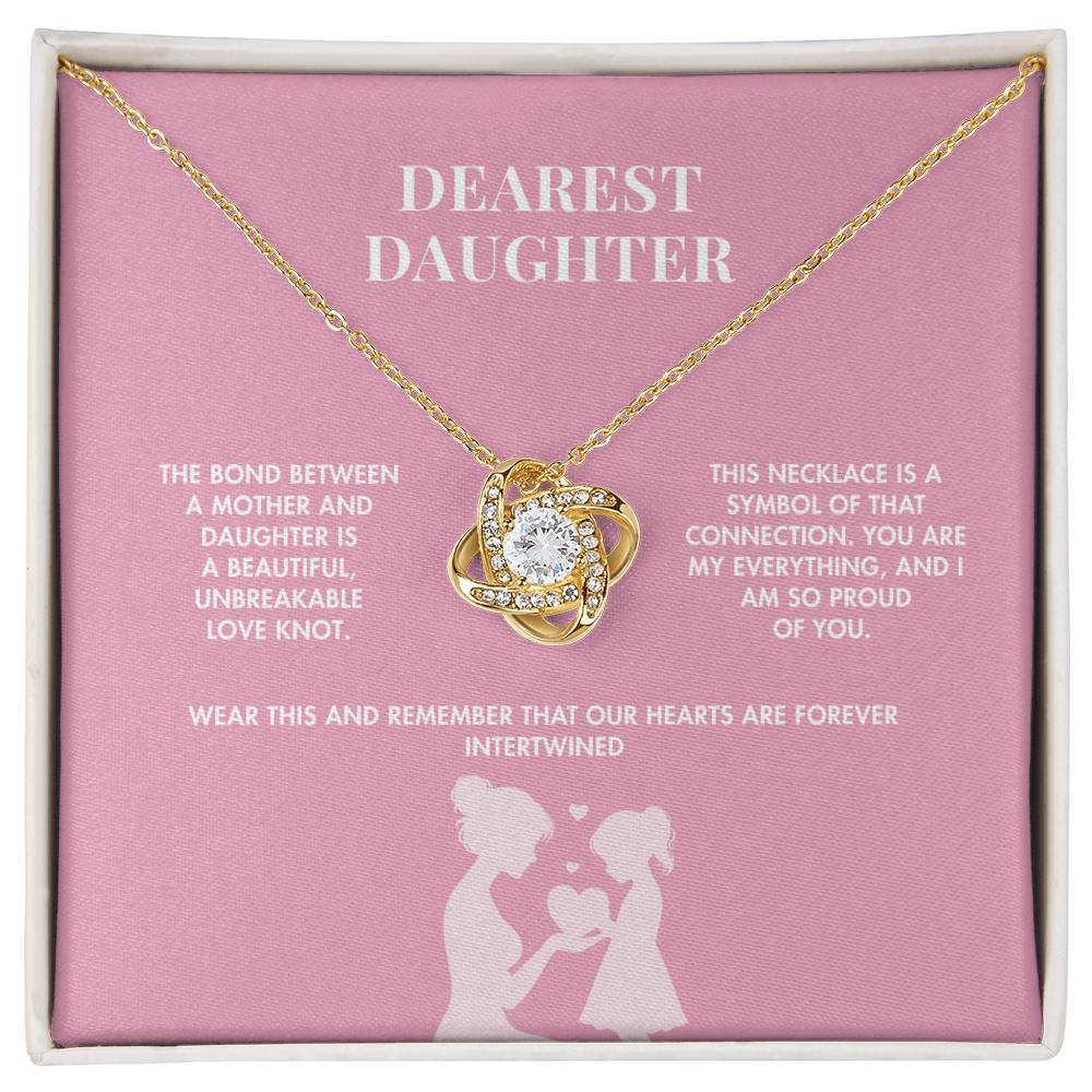 To My Daughter Love Knot Necklace from Mom | 14K White Gold Finish Pendant | Meaningful Birthday Gift