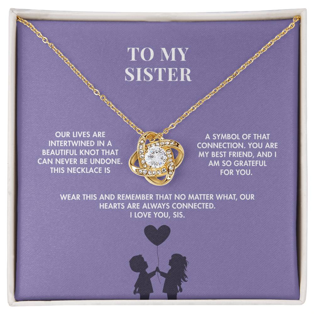 To My Sister Love Knot Necklace from Brother | 14K White Gold Finish Pendant | Meaningful Birthday Gift