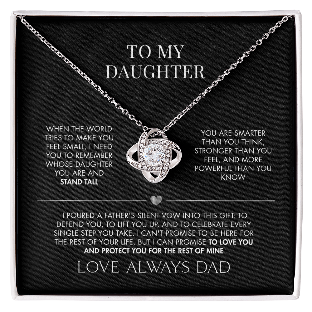 Dad to Daughter Love Knot Crystal Necklace | 18K Yellow Gold Finish | Heartfelt Graduation Keepsake