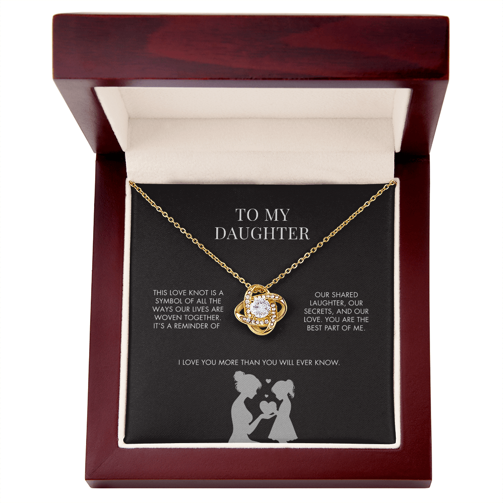 To My Daughter Love Knot Pendant from Mom | Premium 14K White Gold Finish Necklace | Special Holiday Gift