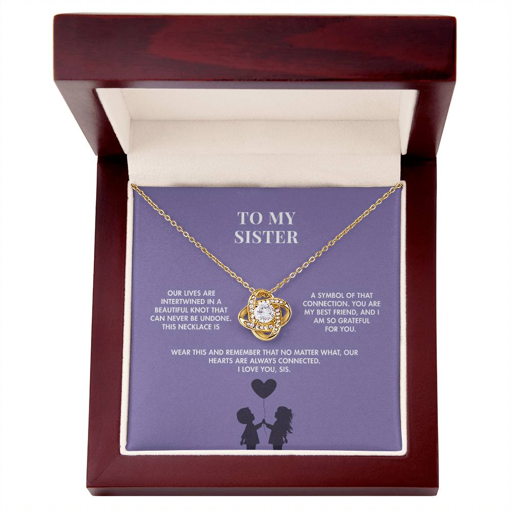 To My Sister Love Knot Necklace from Brother | 14K White Gold Finish Pendant | Meaningful Birthday Gift