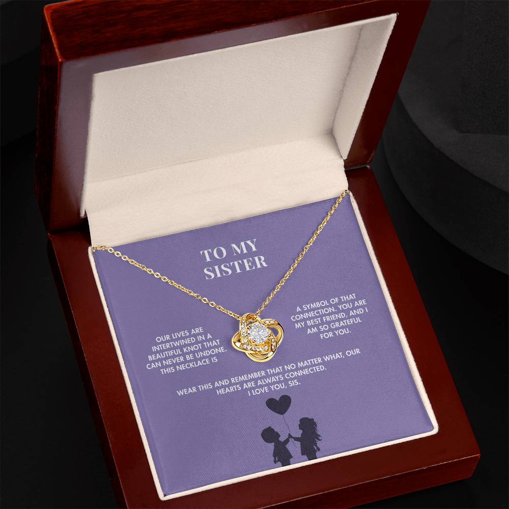 To My Sister Love Knot Necklace from Brother | 14K White Gold Finish Pendant | Meaningful Birthday Gift