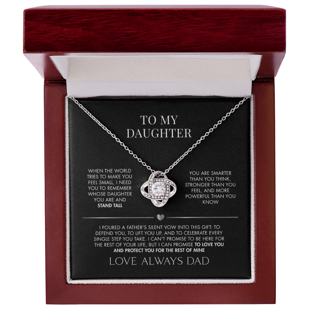 Dad to Daughter Love Knot Crystal Necklace | 18K Yellow Gold Finish | Heartfelt Graduation Keepsake