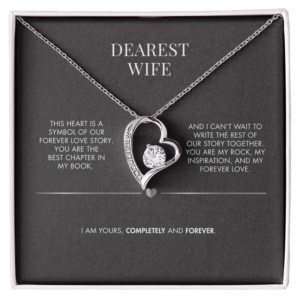 Husband to Wife Forever Love Crystal Pendant | 18K Yellow Gold Finish Necklace | Romantic Holiday Gift for Her