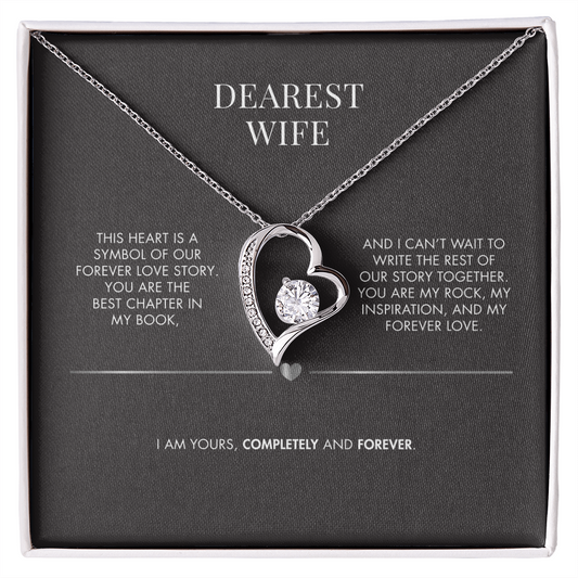 Husband to Wife Forever Love Crystal Pendant | 18K Yellow Gold Finish Necklace | Romantic Holiday Gift for Her