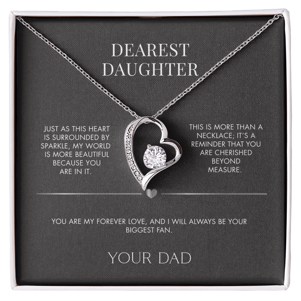 Father to Daughter Forever Love Necklace | 18K Yellow Gold Finish Crystal Pendant | Meaningful Everyday Jewelry Gift