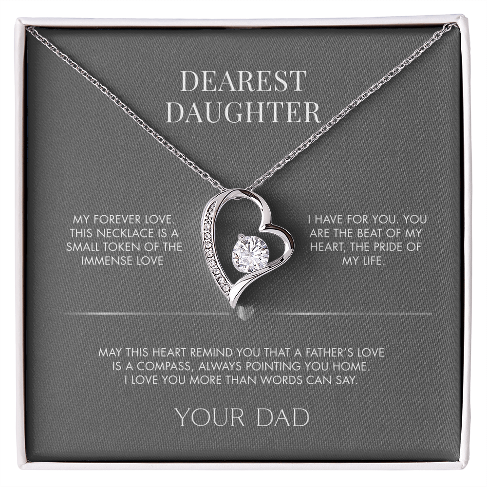 Dad to Daughter Forever Love Crystal Necklace | 18K Yellow Gold Finish | Heartfelt Graduation Keepsake