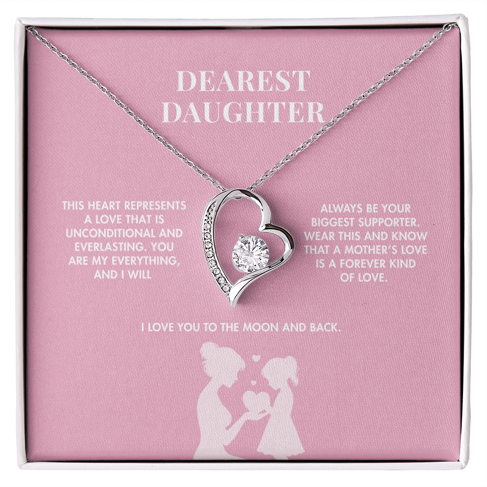 Mother to Daughter Forever Love Crystal Necklace | 18K Yellow Gold Finish | Heartfelt Graduation Keepsake