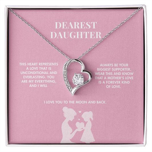 Mother to Daughter Forever Love Crystal Necklace | 18K Yellow Gold Finish | Heartfelt Graduation Keepsake