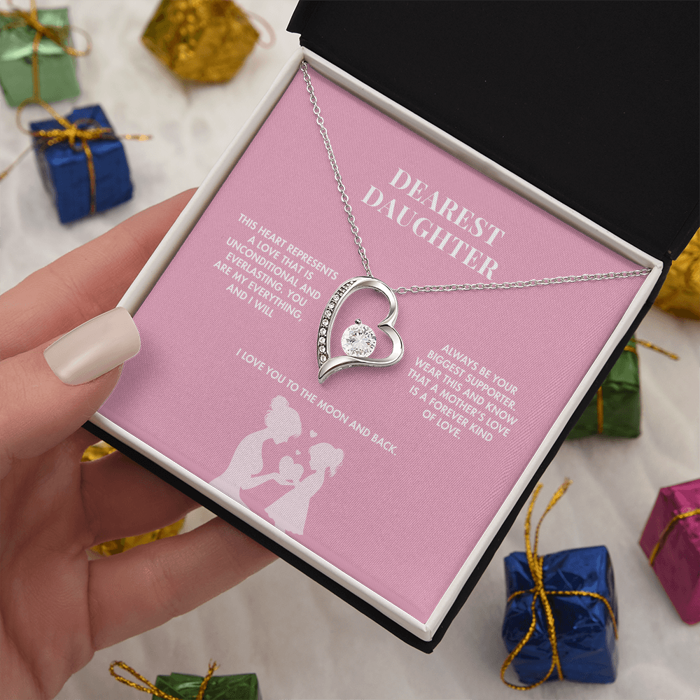 Mother to Daughter Forever Love Crystal Necklace | 18K Yellow Gold Finish | Heartfelt Graduation Keepsake