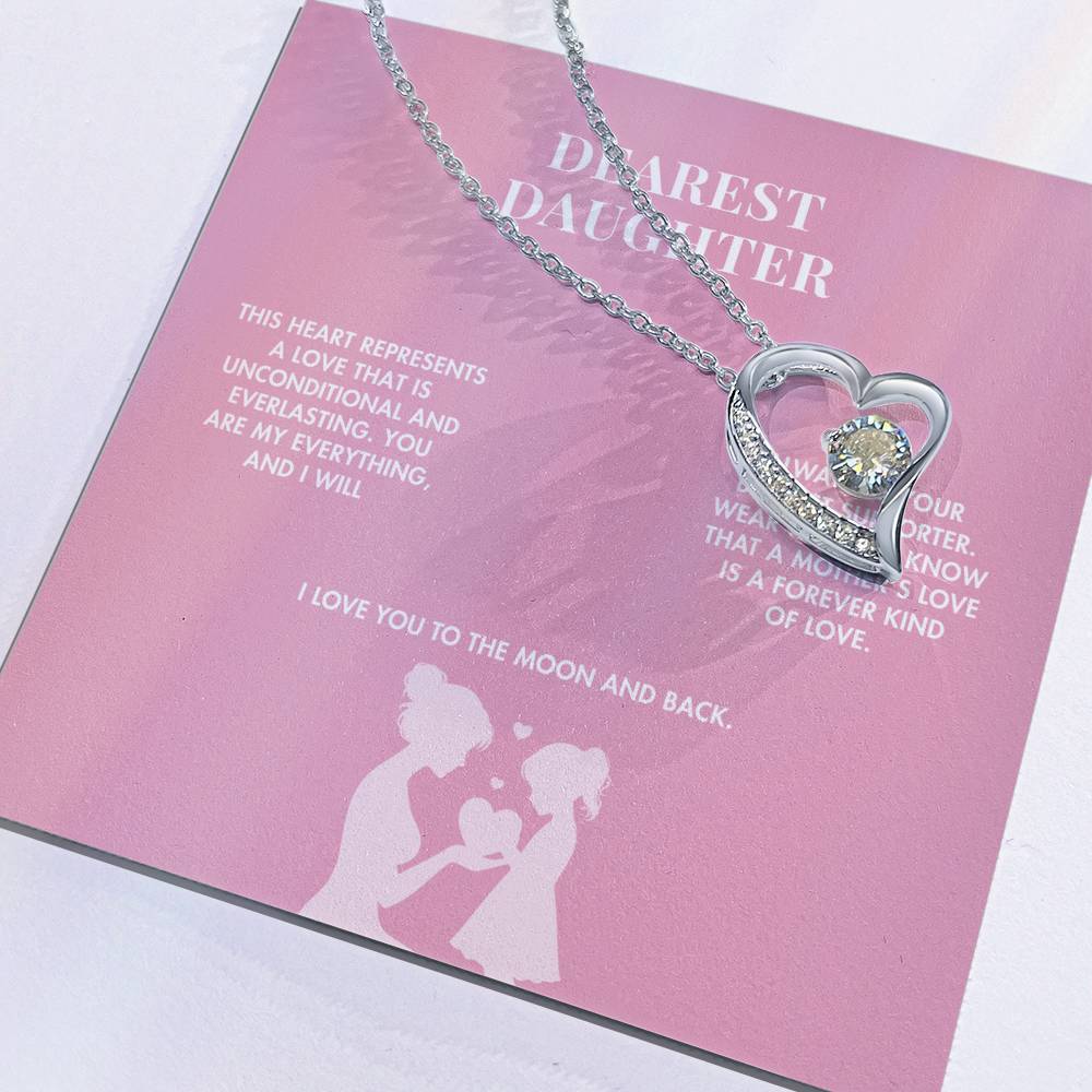 Mother to Daughter Forever Love Crystal Necklace | 18K Yellow Gold Finish | Heartfelt Graduation Keepsake