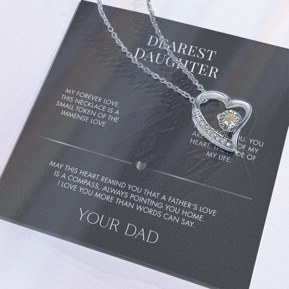 Dad to Daughter Forever Love Crystal Necklace | 18K Yellow Gold Finish | Heartfelt Graduation Keepsake