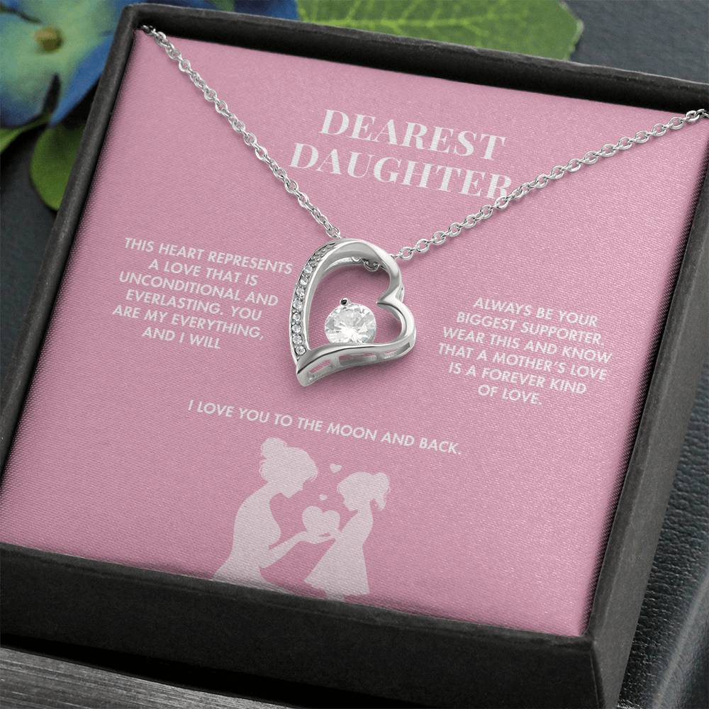 Mother to Daughter Forever Love Crystal Necklace | 18K Yellow Gold Finish | Heartfelt Graduation Keepsake