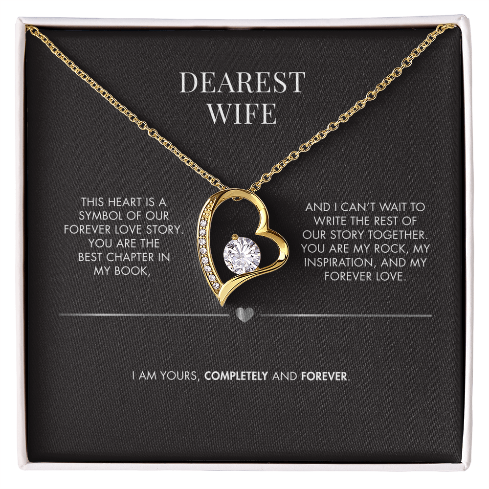 Husband to Wife Forever Love Crystal Pendant | 18K Yellow Gold Finish Necklace | Romantic Holiday Gift for Her