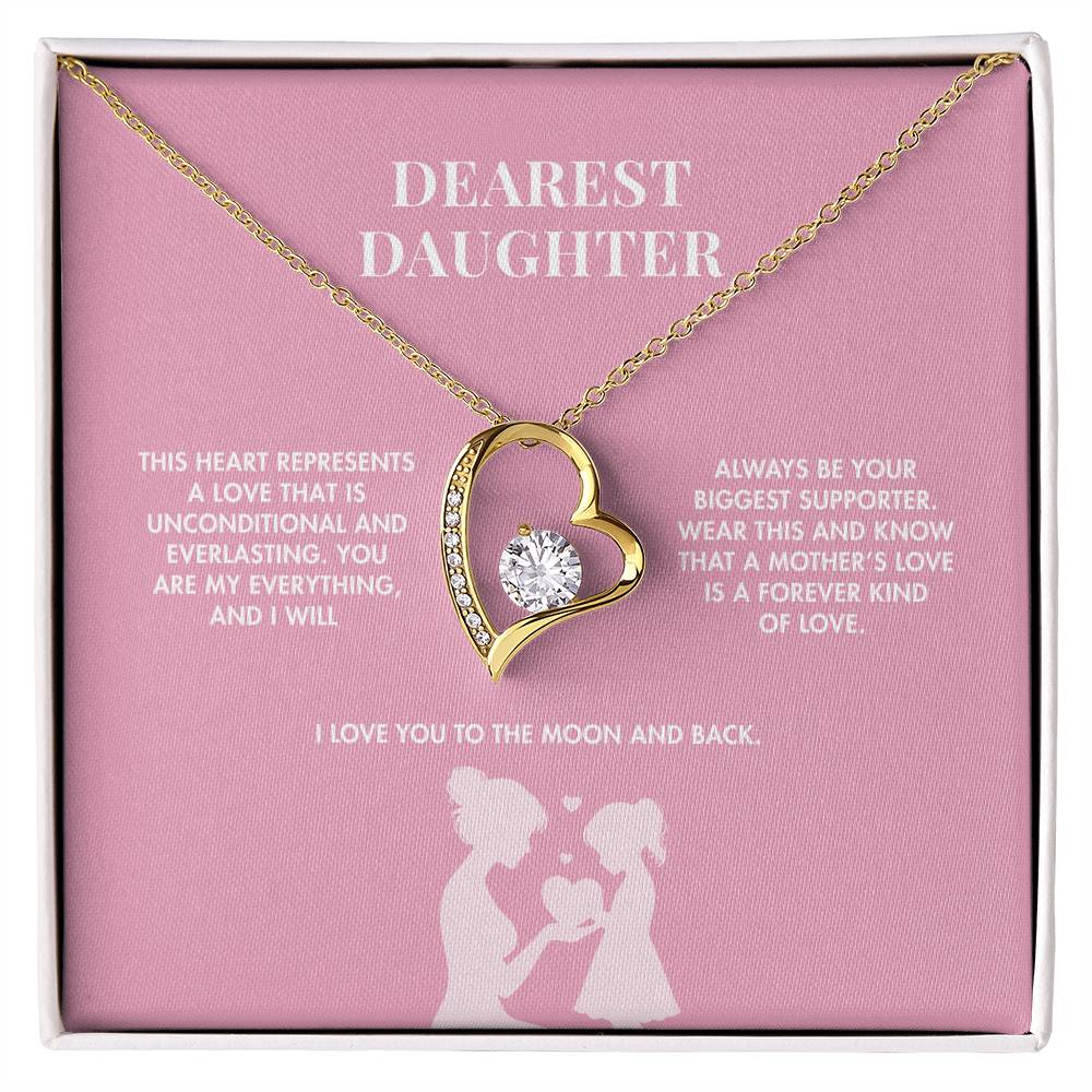 Mother to Daughter Forever Love Crystal Necklace | 18K Yellow Gold Finish | Heartfelt Graduation Keepsake