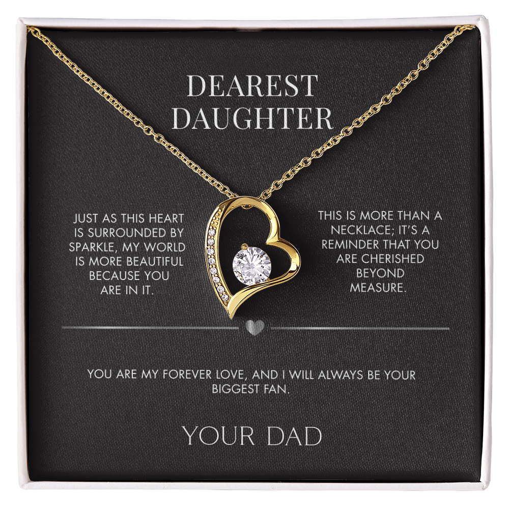 Father to Daughter Forever Love Necklace | 18K Yellow Gold Finish Crystal Pendant | Meaningful Everyday Jewelry Gift