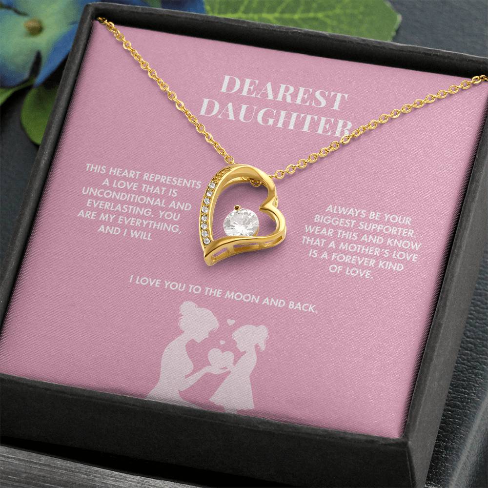 Mother to Daughter Forever Love Crystal Necklace | 18K Yellow Gold Finish | Heartfelt Graduation Keepsake